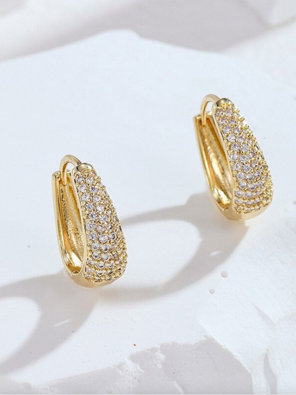 NEW Anthropologie Pave Crystal Droplet Huggie Hoop Earrings